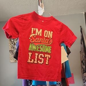 Red Kids Shirt - I'm On Santa's Awesome List Size S